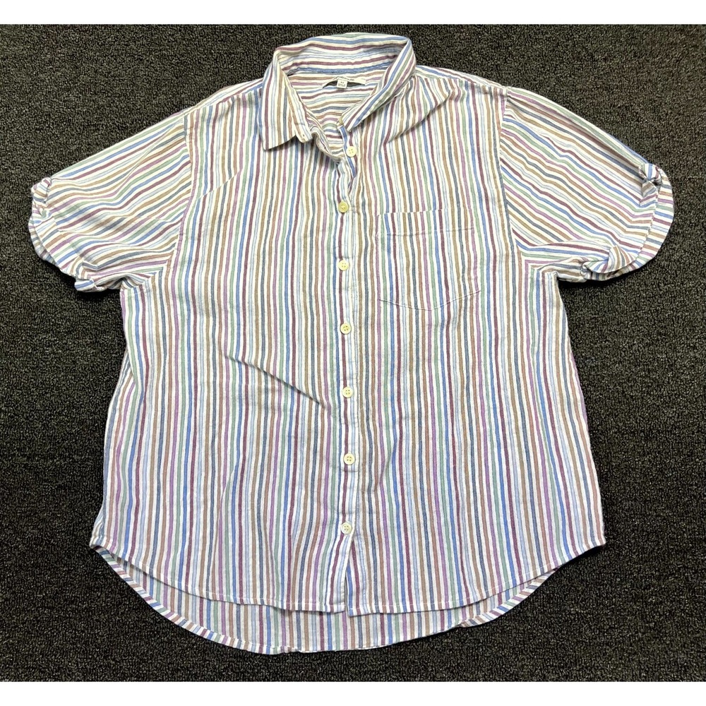 Madewell Shirt Womens XS Multicolor Striped Cotton Back Box Collared Button Up